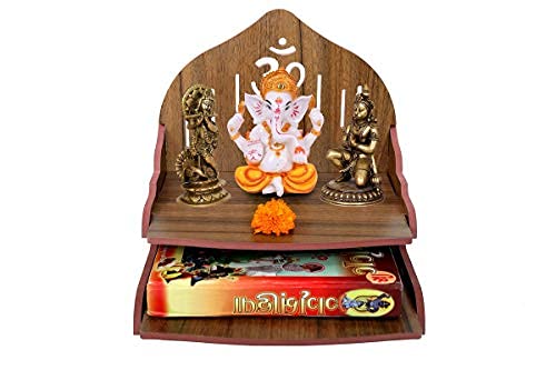 Pooja Mandir Singhasan Devyom, altar de madera noble tallada para estancias elegantes