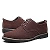 Men's Suede Leather Oxford Shoes Classic Lace Up Business Casual Shoes CarvedBrown 8 #5