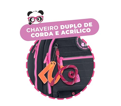 Kit Mochila Luluca Costas Escolar Lancheira E Estojo Menina Linda Youtuber Volta as Aulas (Preto)