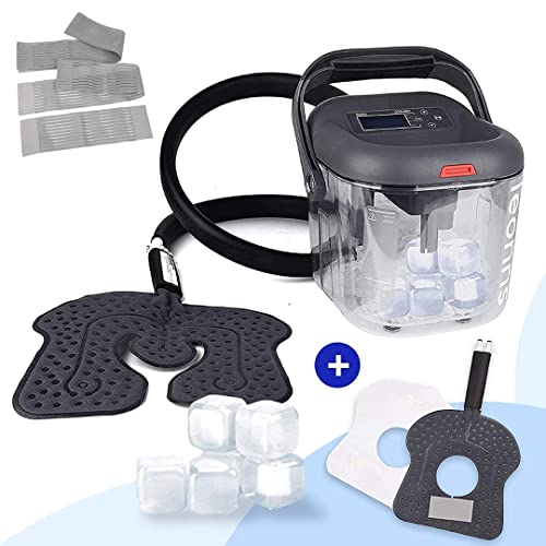 cold therapy machine with programmable timer - knee recovery ice machine with knee compression pad - cryotherapy machine + knee pad + reusable ice cubes included for post-surgery