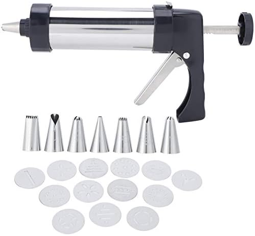 Biscuits Maker Kit Cookies Press Maker 13pcs Stainless Steel Cake Nozzles Food Grade Stainless Steel + Plastic Cookie Maker Press Kit, 7pcs Nozzles with Storage Box