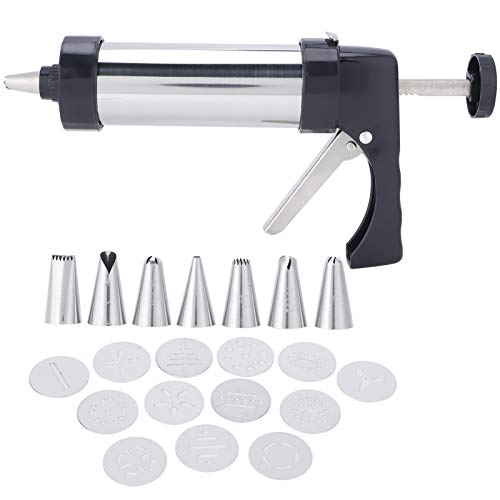 Cookie Press Gun, Stainless Steel Dessert Decorating Syringe Set for DIY Biscuit Cake Dessert Making and Decorating Baking Supplies