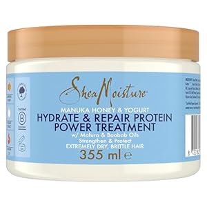 SheaMoisture con Miel de Manuka y Yogur Tratamiento Intensivo de Proteína Hidratación y Reparación, para cabello extremadamente seco y quebradizo 355 ml