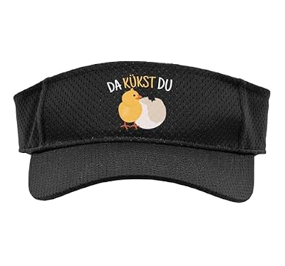 Da Kükst Du I Funny Easter Eggs Children Chicken Chick Sport Sun Visor, Youth, One Size, Black