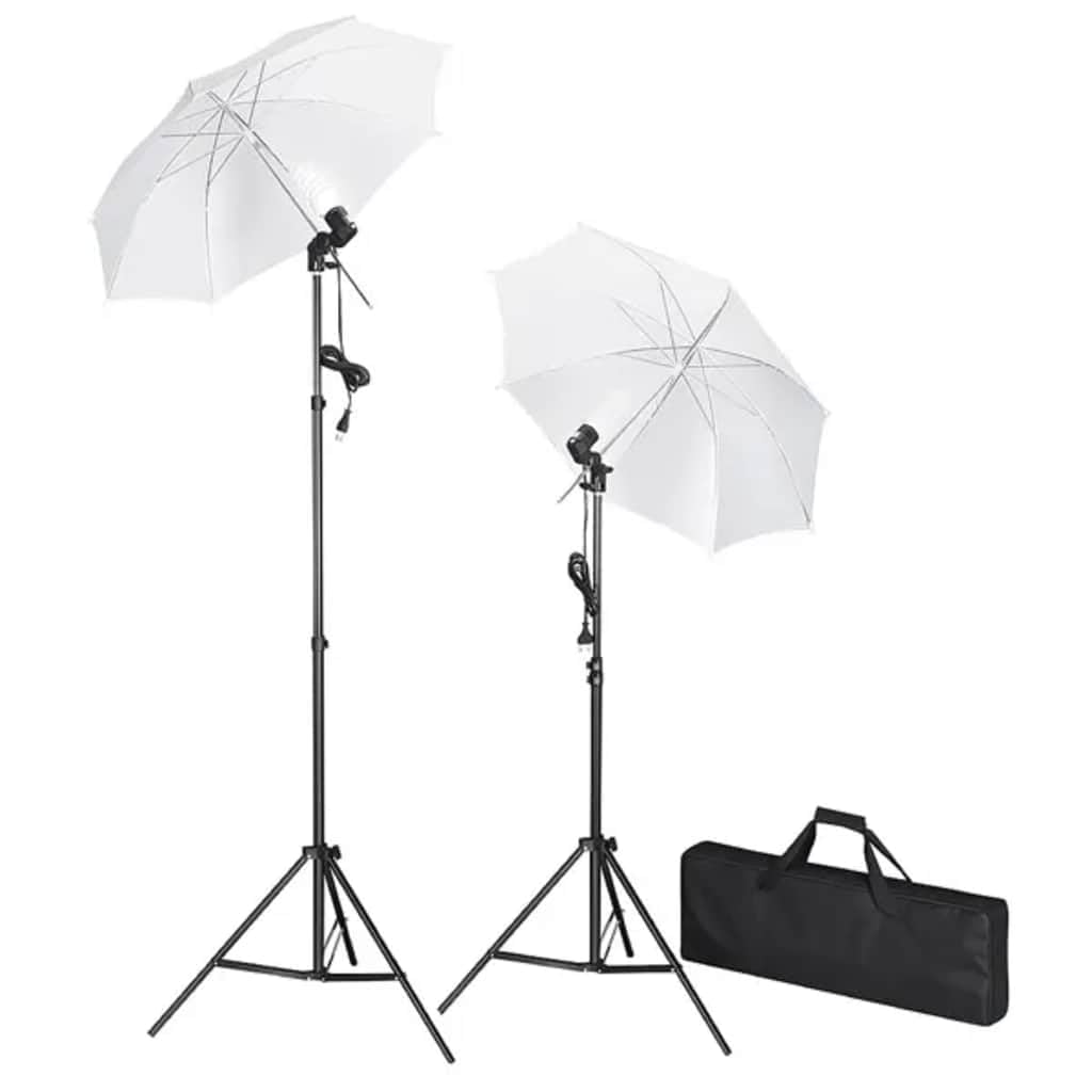 vidaXL Fotostudio Set Hintergrundsystem Studioschirm Studioleuchte Studiolampe Fotolampe Studioset Hintergrund Leuchten Schirm Stative Tragetaschen
