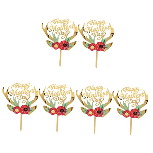 Abaodam 6 Pçs Palhetas De Decoração Acrílico Toppers Feliz Mãe Flor Bolo Flores Carta Cravo Cuake Ro