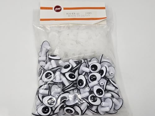 Zim's 20mm Egg-Shaped Black and White Comical Cartoon Plastic Safety Eyes for Craft Amigurumi Dolls, Toys or Puppets (Bulk Pack of 144)