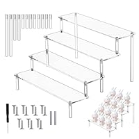 HMIEPRS 4-Tier Acrylic Display Stand, Clear Perfume Organiser, Transparent Cupcake Stand Organizer, Display Riser Shelf for Figures Perfume Toys Collections Cosmetics Jewelry Desserts (12x11x8 in)