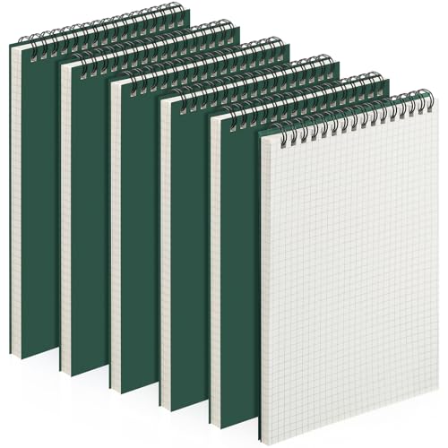 Engrowtic 6 Pack Graph Paper Spiral Notebook A5,Dark Green