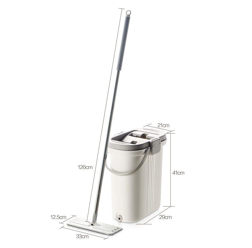 Mop Squeeze Mocio Piatto Mano Libera Mocio Rotante in Microfibra con Secchio Mocio Antipolvere autopulente Bagnato e Asciutto con 4 Panni riutilizzabili in Microfibra
