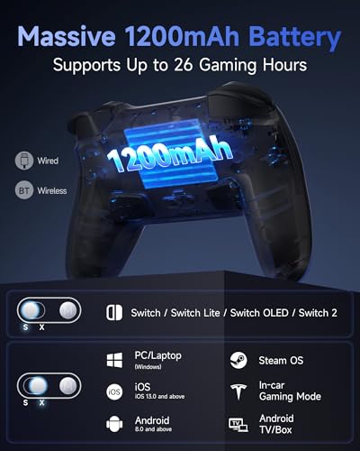Image of EasySMX S10 Controller for Switch 2 /Switch /PC, One-Key Wake-Up, TMR Anti-Drift Joystick, Mechanical Buttons, 6-Axis Gyro, Bluetooth, RGB, Swappable D-Pad & Faceplates