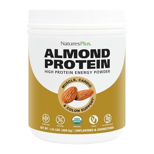 NaturesPlus Almond Protein Powder - 1.04 lbs, Unflavored - USDA Certified Organic, Non-GMO Vegan Protein Powder, No Added Sugar, Promotes Muscle Recovery - Vegetarian, Gluten-Free - 15 Servings