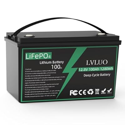 LiFePO4 Lithium Battery 12V 100Ah, Deep Cycle Rechargeable Lithium Iron Phosphate Rechargeable Battery with 100A-BMS perfect for Solar, Marin, Home Energy Storage, Off-Grid Applications
