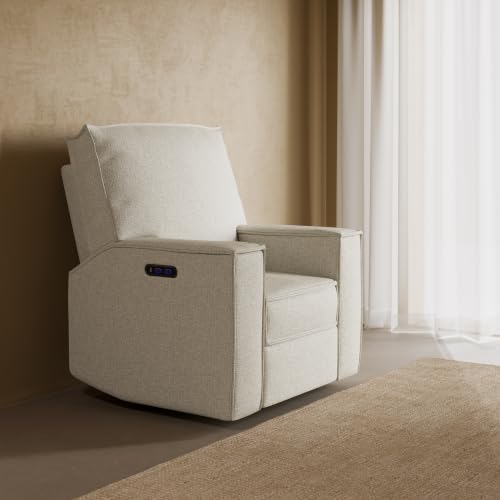 Image of Storkcraft Texas Nursery Power Recliner Swivel Glider, Dune Basketweave