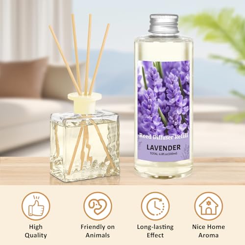 Image of STRN Lavender Essential Oil Reed Diffuser Refill 200ml Long-Lasting Aromatherapy, Natural Fragrance Liquid with Eco-Friendly Bottle for Home, Bedroom, Spa