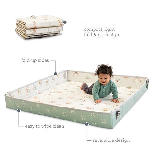 Infantino Tappetino Da Gioco Pieghevole, Morbido, Molto Grande, Facile Da Trasportare, Giocattolo Per Bambini, Lato Pieghevole, Antiscivolo, Per Neonati E Bambini, Arcobaleni - 7