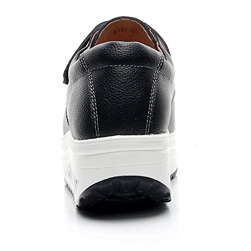 rismart Vrouwen Wedge Hook-and-Loop Comfy Leuke Lederen Trainers Schoenen - Image 8