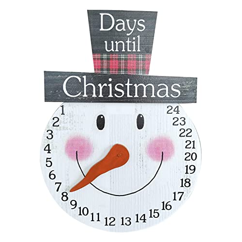 Calendriers de l'Avent Noël Santa Clause en Bois 24 Jours Calendrier de l'Avent à Suspendre, Calendrier de Compte à Rebours de Noël en Bois pour Intérieures / Extérieures (bonhomme de neige) Cover