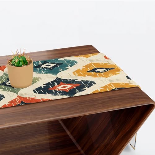 Chemin de table ethnique à fleurs 33x274 cm pour décoration de salle à manger