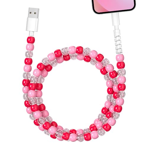 Aolcev for iPhone Charging Cord 3.3FT Fast Charger Cable 66W MFi Certified Cute Beaded Phone Charger Cord Pearl USB A Charging Cable for iPhone 14 13 12 11 Pro Max Plus for iPad Pro Air Pink