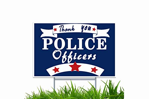 HERYNLRN Cartello da cortile con pali ad H, con scritta Thank You Police Officers, resistente ai raggi UV e alle intemperie, in plastica ondulata, stampa su entrambi i lati, per patio, giardino