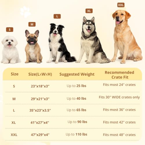 EGOHOME Dog Bed for Large Dogs, Shredded Memory Foam, Washable, Non-Slip | Balanced Support Foam, CertiPUR-US, Removable Washable Cover, Rose Velvet, Dog Crate Bed & Kennel Pad, 35 x 23 Inch, Beige - Image 7