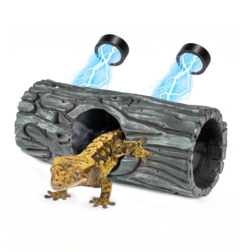 OIIBO Magnetic Crested Gecko Hide - Resin Hollow Log Cave, Reptile Hide Cave, Reptile & Amphibian Habitat Hideouts, Climbing Toy Reptiles Tank Accessories Terrarium Decor
