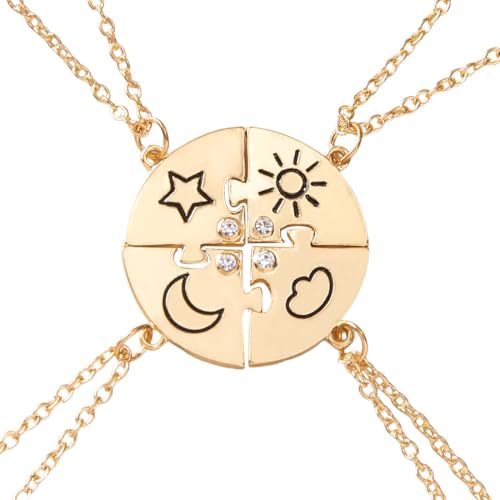 JEYORZY Lot de 4 colliers d'amitié BFF - Pour meilleurs amis - Cadeau pour fille - Cadeau d'anniversaire