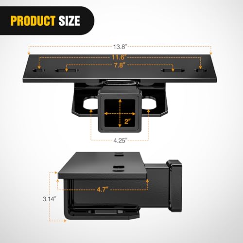 Nilight Step Hitch Bumper Mount 2 Inch Receiver Bolt-On Bike Hitch Receiver Tube Trailer Truck RV Cargo Receiver Hitch 5000 Lbs Powder Coated by Nilight - Image 2
