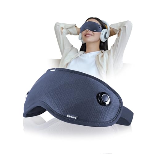 Elinsong Augenmassagegerät, elektrische Augenmaske mit Wärme und Vibration, 6 Modi, faltbares Kopfmassagegerät zur Verringerung von Augenbelastungen