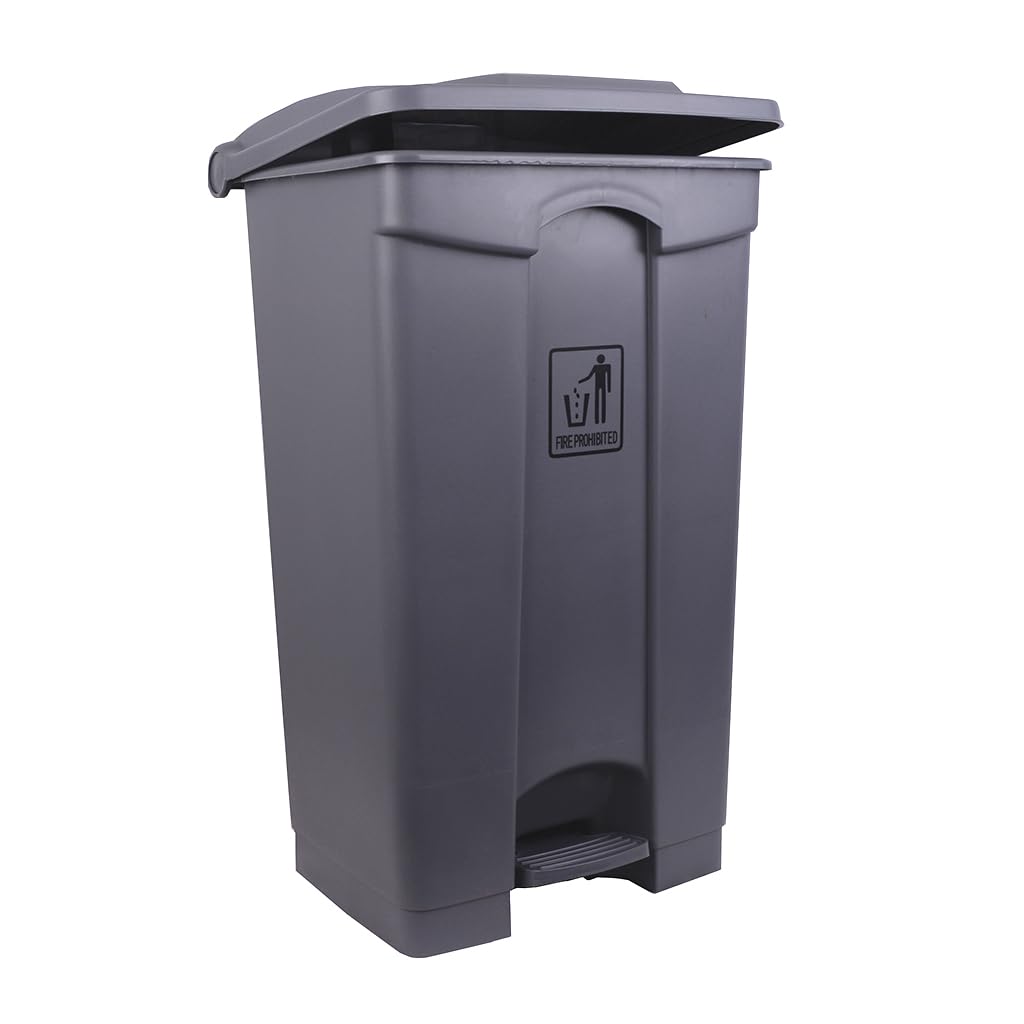 ECO CARE 87 LTR Garbage Trash Can with Centre Pedal, High Density Polyethylene (HDPE) Heavy-Duty Dust Bin (GREY)