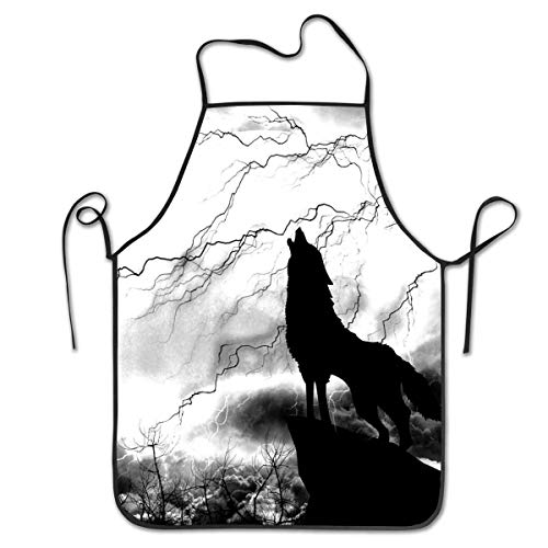 NA Black Howling Wolf Silhouette Gewitter Kochen Küche Bib Schürze...