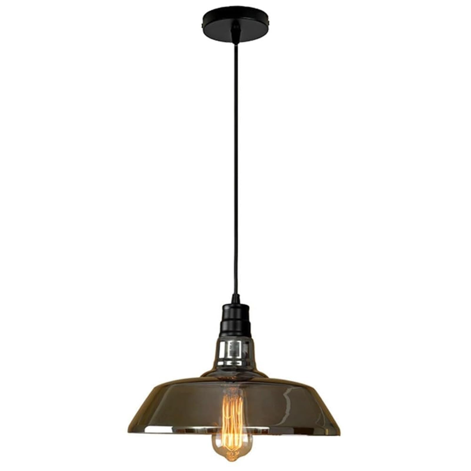 HUAYUSEDF Nordic Industrial Hat Shape Glass Pendant Lamp Chandelier Hanging Lighting Ceiling Fixture E27 for Living Room Restaurant Bar