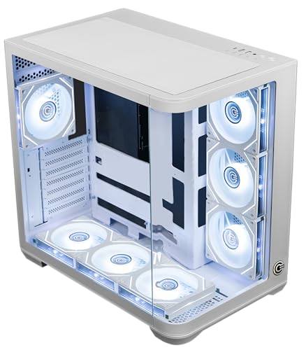 Image of Circle Lucid Curve AX BTF Mid Tower | Gaming Cabinet - White | Panoramic Curved Glass | Support ATX, M-ATX, ITX | Pre Installed 3X Front, 3X Bottom, 1X 120MM Infinity Mirror Fans
