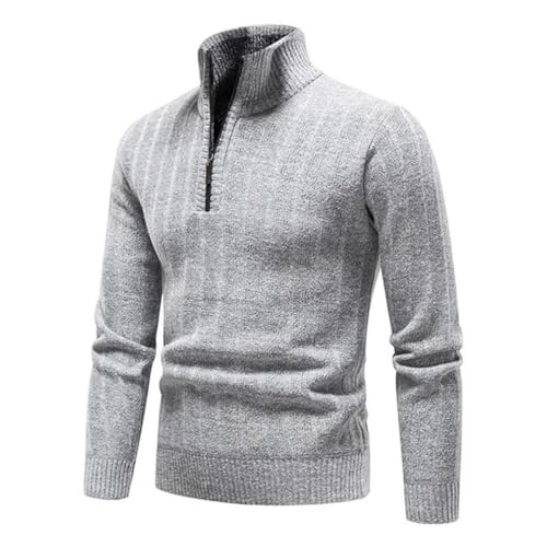 Men's Half Zipper Knit Pullover Fleece Warm Sweater Casual Stand Collar Winter Knitted Long Sleeve Outfit2