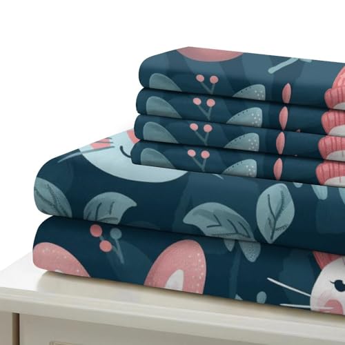 Housse de couette lapin imprimé 3D microfibre premium 260x220cm pour lit double ado - 6