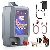 10KM Clôture Électrique pour Animaux, Électrificateur Clôture Électrique Haute Puissance, 12kV 2.0J ClôTure éLectrique pour protection Moutons Chevaux Jardin Pâturages Ferme(Gris)