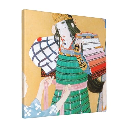 絵画 フレーム装飾画 尾竹国観 巴御前 キャンバスアート アートパネル 壁画 壁掛け 絵 モダンアート 版画 壁飾り 世界の名画 ポスター 40x40cm