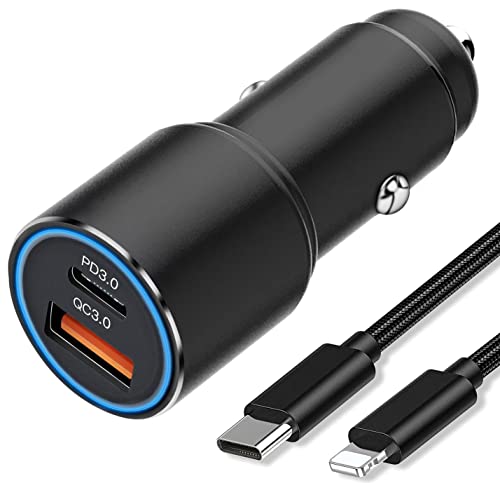Chargeur Voiture USB C PD &QC 3.0 pour iPhone 14 12/13 Pro/14 Pro Max/12 Mini/Se 2020 2022 XR XS X 11 7/8 Plus,XS Max,Chargeur Auto Allume Cigare Rapide 36W Power...