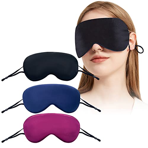 アイマスク スリープマスク スリーピングマスク シルクアイマスク 睡眠用 女性用 男性用 (ライトブルー ブラック パープル)