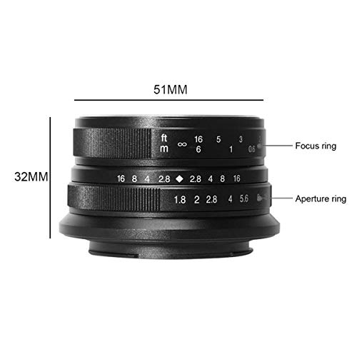 25mm F1.8 Manual Focus Lens for Fujifilm Fuji Cameras X-A1 X-A10 X-A2 X-A3 X-at X-M1 XM2 X-T1 X-T10 X-T2 X-T20 X-Pro1 X-Pro2 X-E1 X-E2 X-E2s - Black