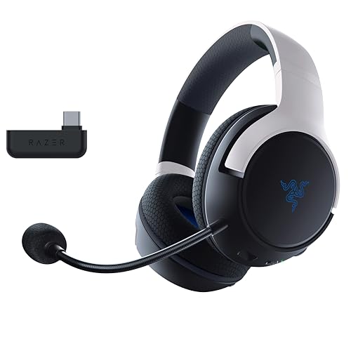 Razer Kaira pour Playstation - Casque Gaming sans Fil pour Playstation 5 (Haut-parleurs TriForce Titanium de 50mm, Microphone Cardioïde Hyperclear, Razer SmartSwitch) Noir-Blanc