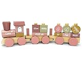 schulranzen eisenbahn lokomotive Holz-Eisenbahn Lokomotive Zug mit Steckformen Adventure | beklebt personalisierbar | mit Geburtsdaten