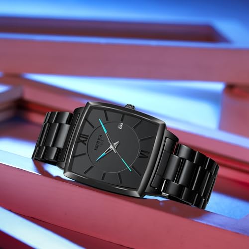 Image of NIBOSI Men's Watches Analog Military Sport Black Dial Watches for Men Business Waterproof Casual Watch Stainless Steel Wrist Watches Date
