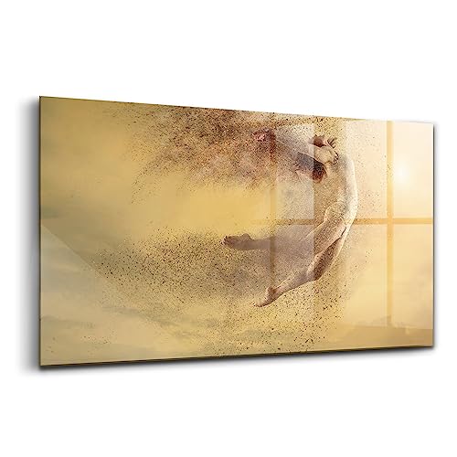 Peinture sur verre moderne 120x60 d'une femme dynamique