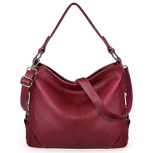 Image of YALUXE Women's Real Leather Shoulder Bags Hobo Handbag Purse Crossbody Bag