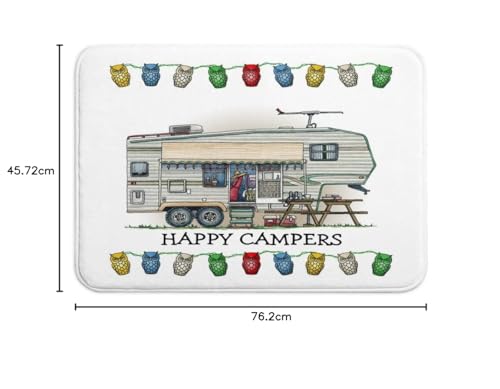 SPXUBZ Cute Rv Vintage Fifth Wheel Camper Travel Trailer Non Slip Entrance Rug Outdoor/Indoor Durable and Waterproof Machine Washable Door mat Size:18x30 inch - Image 2
