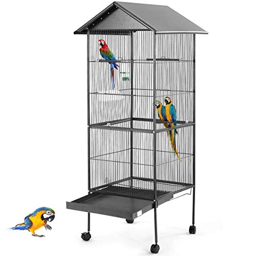 Giantex 61'' Standing Large Parrot Bird Cage with 4 Metal Perches and Casters