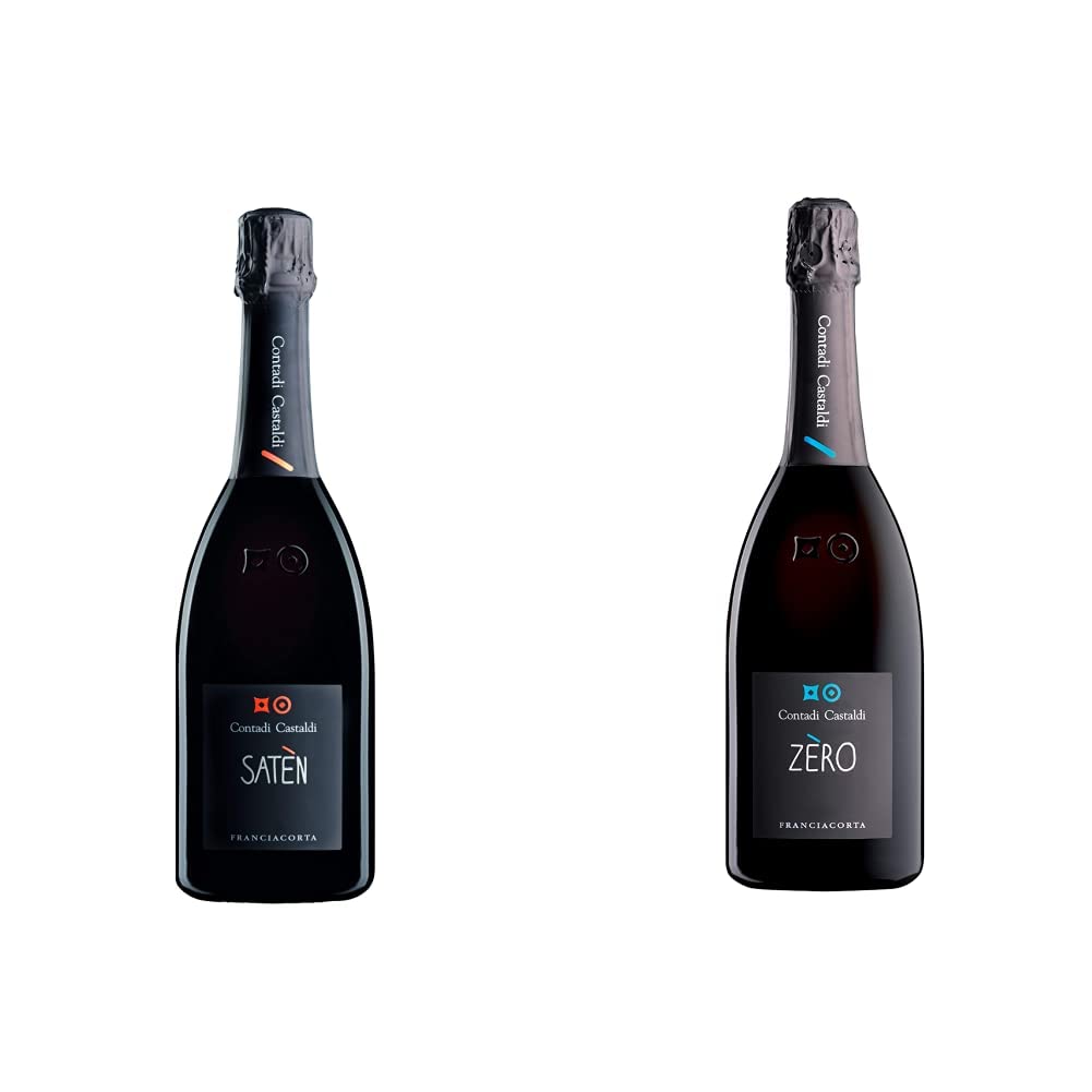 Contadi Castaldi Satén, DOCG - Bottiglia da 750 ml. Vino con 100% Chardonnay, Ottimo per Aperitivo & Zero, DOCG - Bottiglia da 750 ml. Vino con 50% Chardonnay, 50% Pinot Nero, Ottimo per Pesce