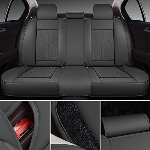 Image of GXT Deluxe Faux Leather Full Coverage Car Seat Cover Anti-Slip Universal Fits for Sedans SUV Pick-up Truck with Headrests,Interior Accessories(Dark Grey)